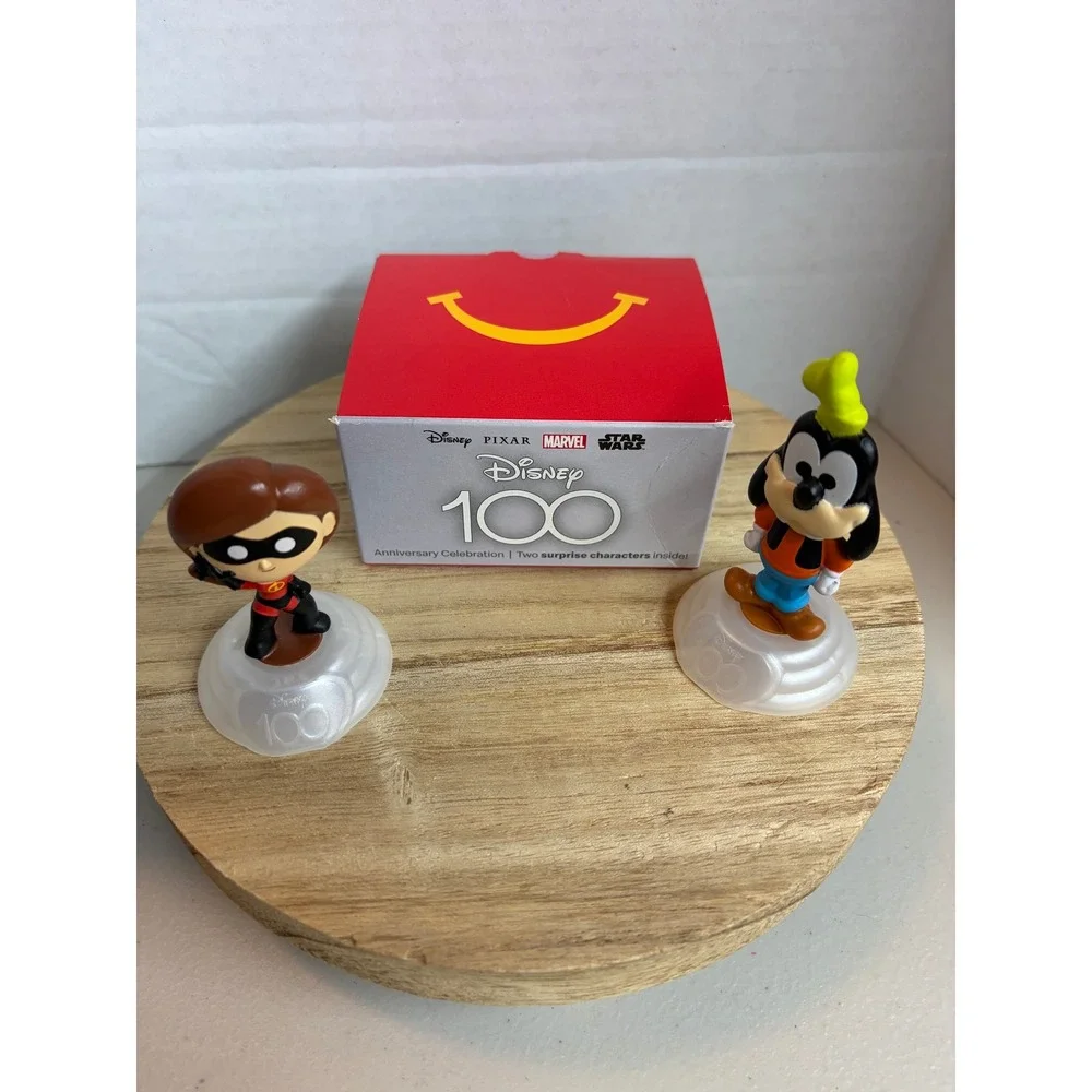 McDonalds Disney 100 Years Happy Meal Toys Goofy & Elastigirl Figures Box #15